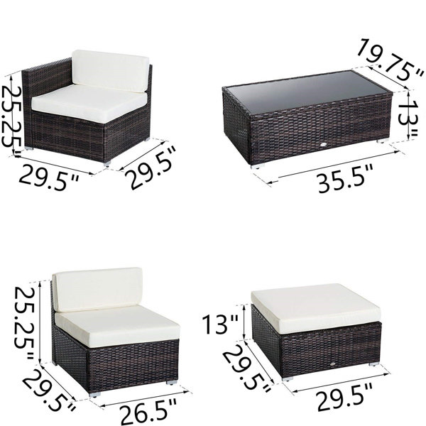 Zipcode Design™ Hazen 5 Piece Rattan Sectional Seating Group with